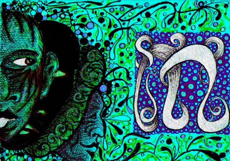 Ilustración Mito Mirada, sueños, presagios y alucinaciones. artista Adrián Estrada Mejía, Tercera Edición Ciudad Gótica, Revista Digital La Astilla en el Ojo.