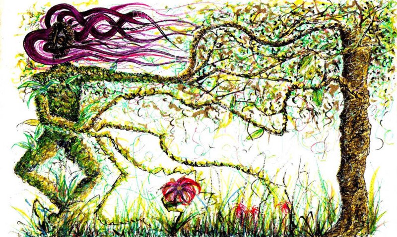 Ilustración Madremonte, sueños, presagios y alucinaciones. artista Adrián Estrada Mejía, Tercera Edición Ciudad Gótica, Revista Digital La Astilla en el Ojo.