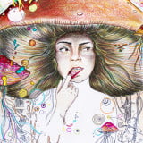 Psicodelia ilustración por Juan Zapata (Zeta Ce) de la serie Mujer me inspiras. Primera edición Amor, Alegría y Locura Revista Digital La Astilla en el OJo.